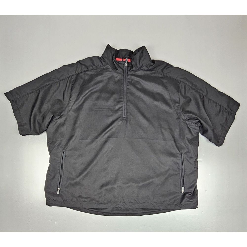 ProQuip Windproof Pullover Mens XL. Black Qt. Zip‎ Golf Windbreaker Jacket.